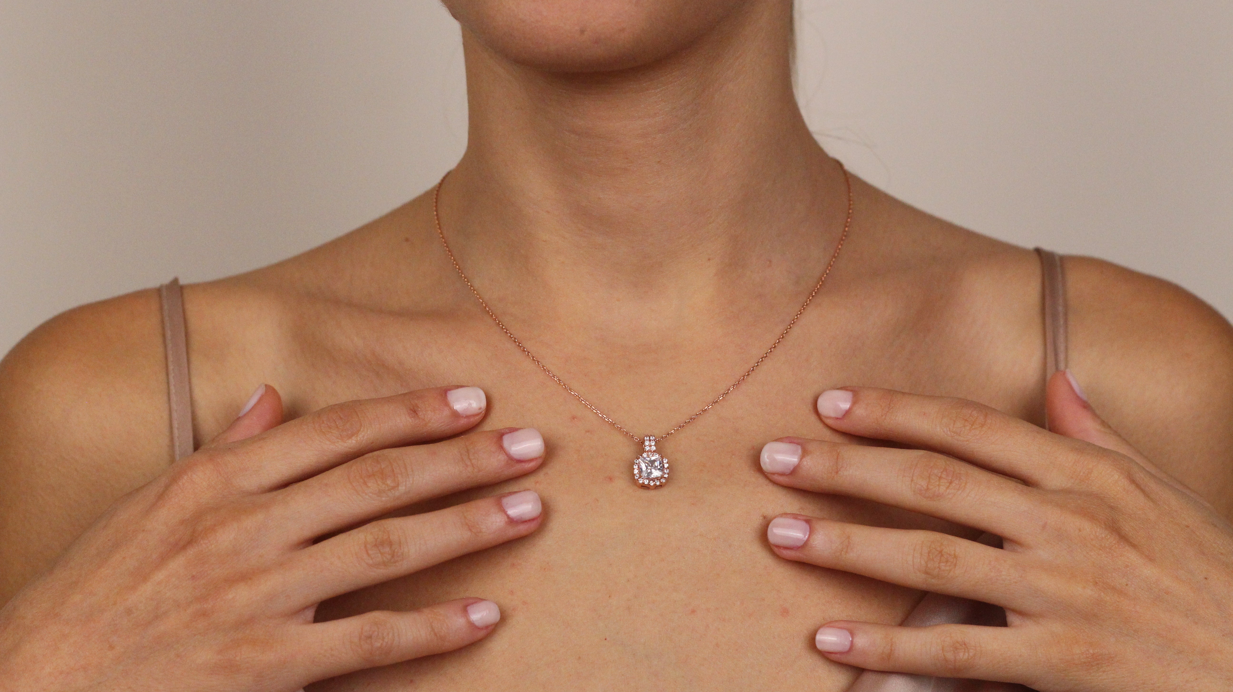 Solid 14K Gold Natural London CZ Blue Topaz Rose Pendant | Cushion Cut Halo Rose Necklace | December Birthstone Jewelry