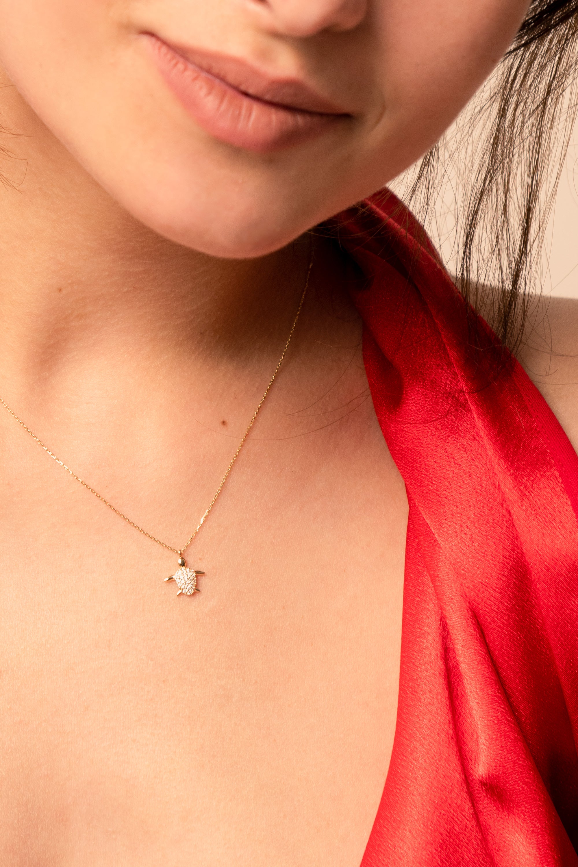 THEO Diamond Turtle Necklace | Sterling Silver & Gold Gemstone Tortoise Pendant