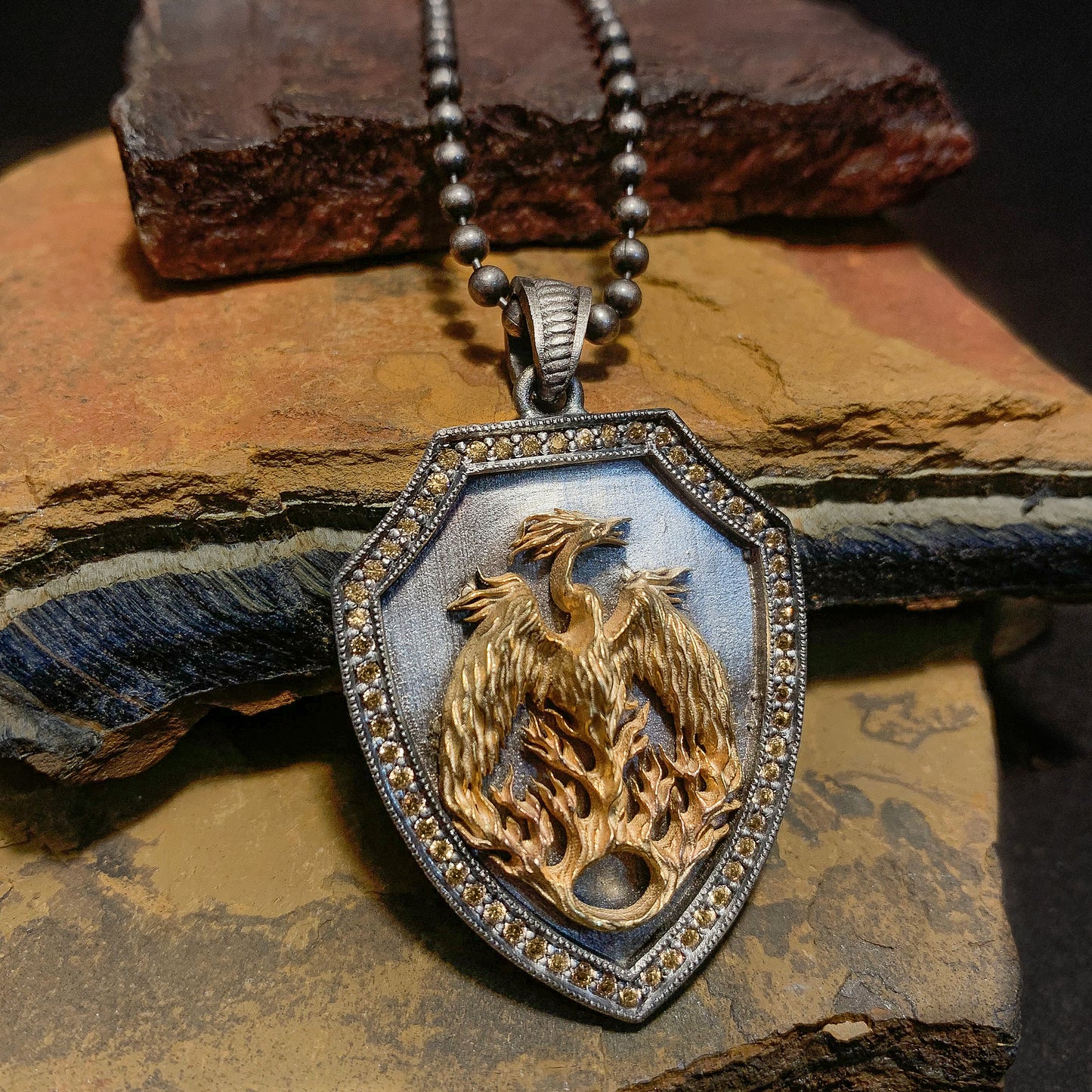 925 Two Headed Eagle Necklace, Silver Handmade Mens Necklace