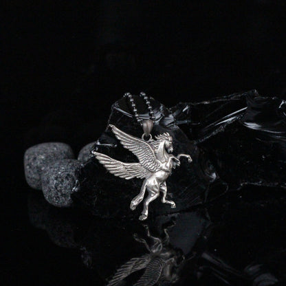 925K Silver Flying Pegasus Necklace | Majestic Winged Horse Necklace