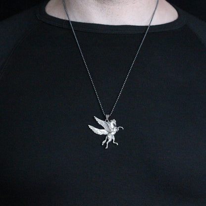 925K Silver Flying Pegasus Necklace | Majestic Winged Horse Necklace