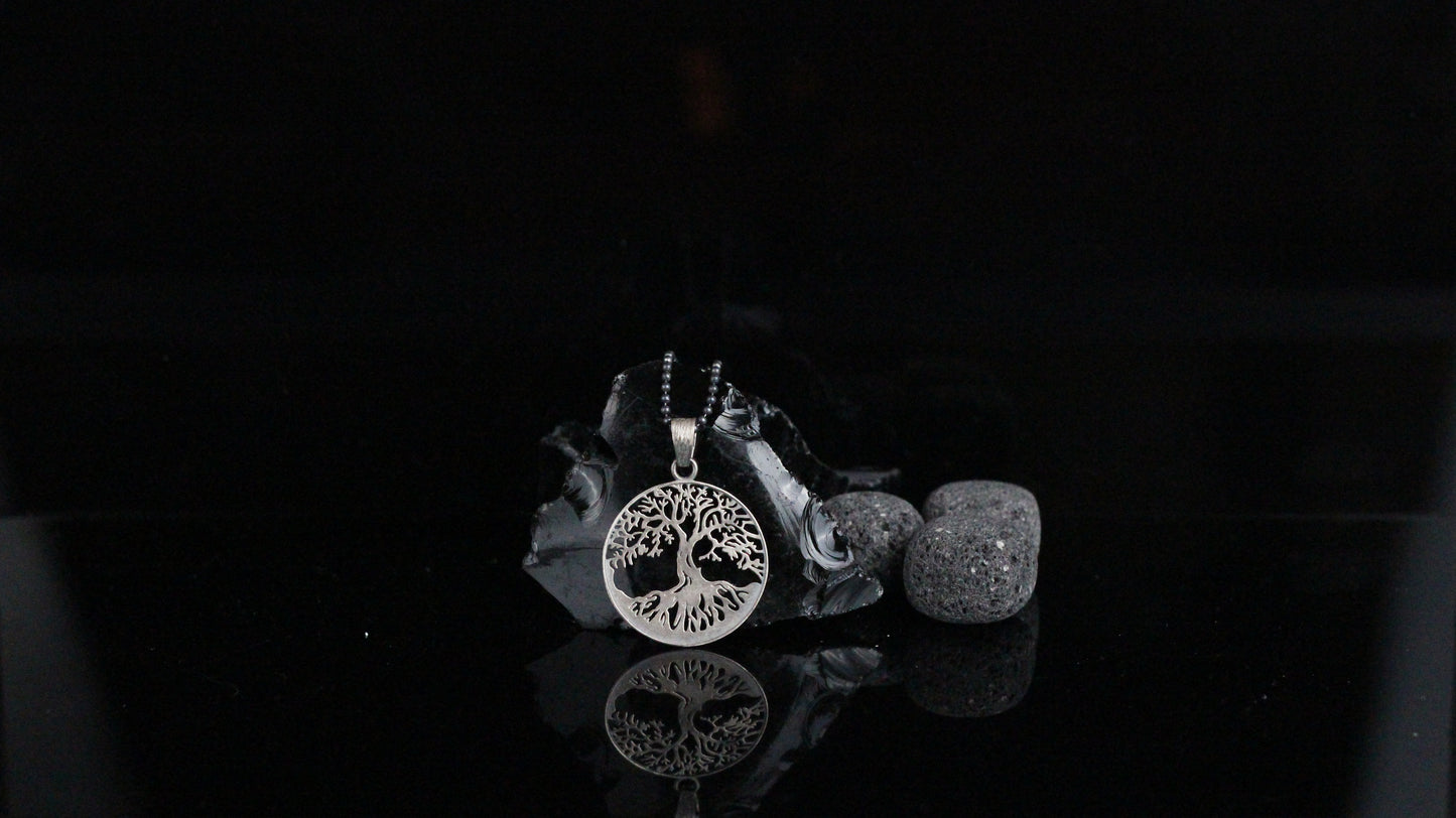 925K Silver Tree of Life Necklace, Rustic Tree of Life Pendant