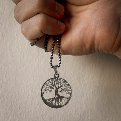 925K Silver Tree of Life Necklace, Rustic Tree of Life Pendant