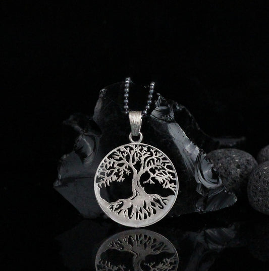 925K Silver Tree of Life Necklace, Rustic Tree of Life Pendant