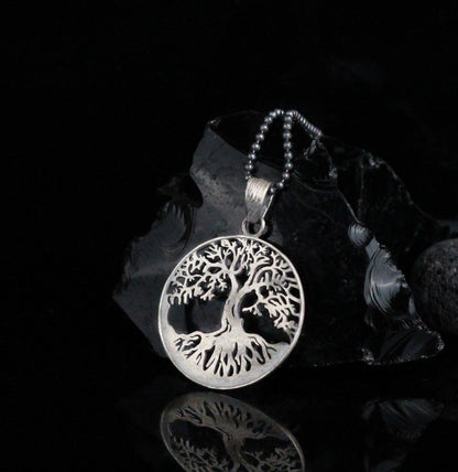 925K Silver Tree of Life Necklace, Rustic Tree of Life Pendant