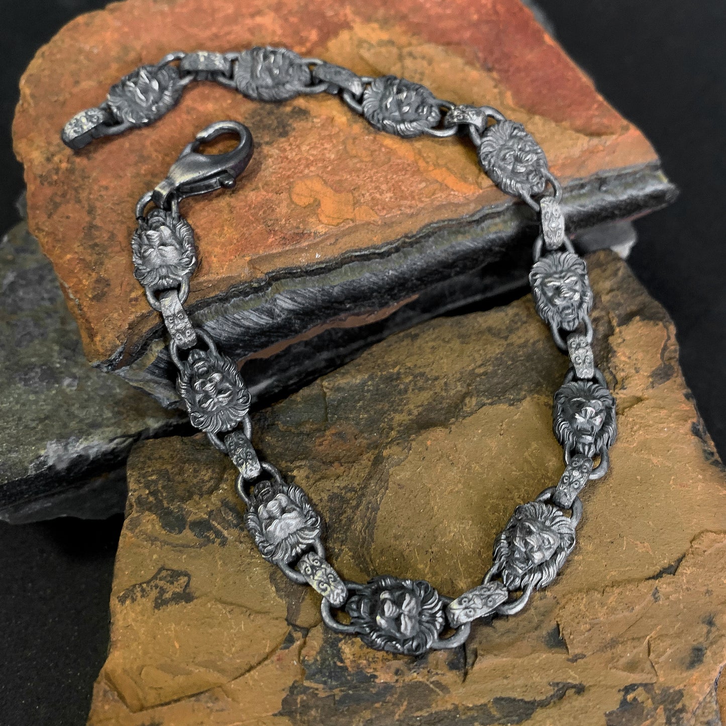 925K Sterling Silver Men's Chain Bracelet with Lion Head Motifs | Strength and Elegance Combined Jewelry