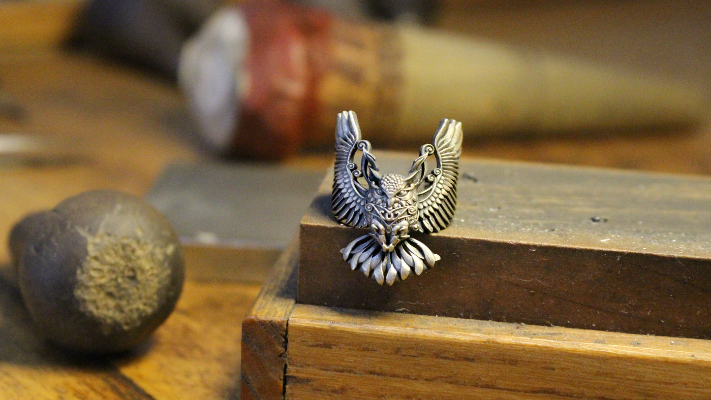 925K Sterling Silver Owl Ring for Men | Symbol of Wisdom and Mystery Jewelry