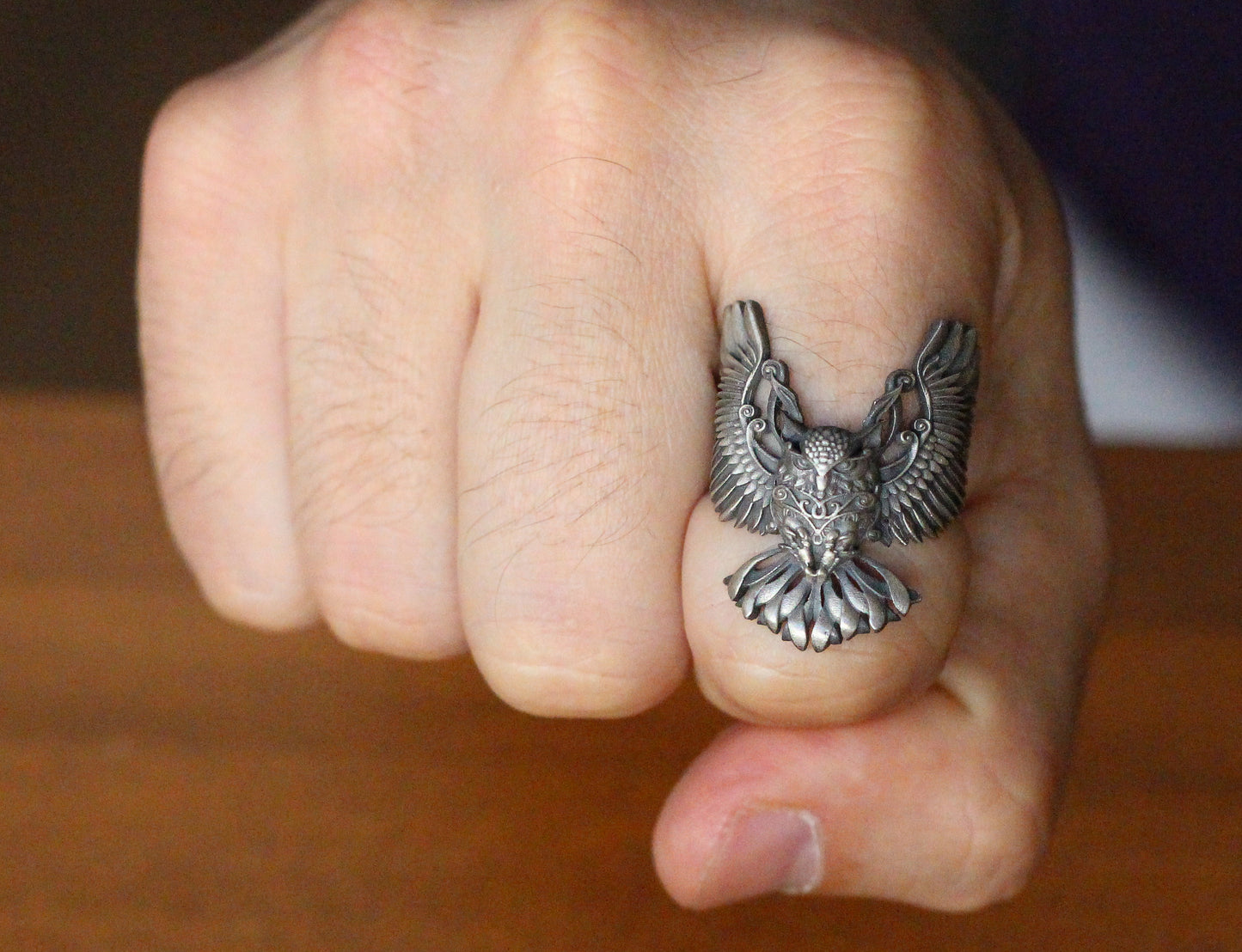 925K Sterling Silver Owl Ring for Men | Symbol of Wisdom and Mystery Jewelry