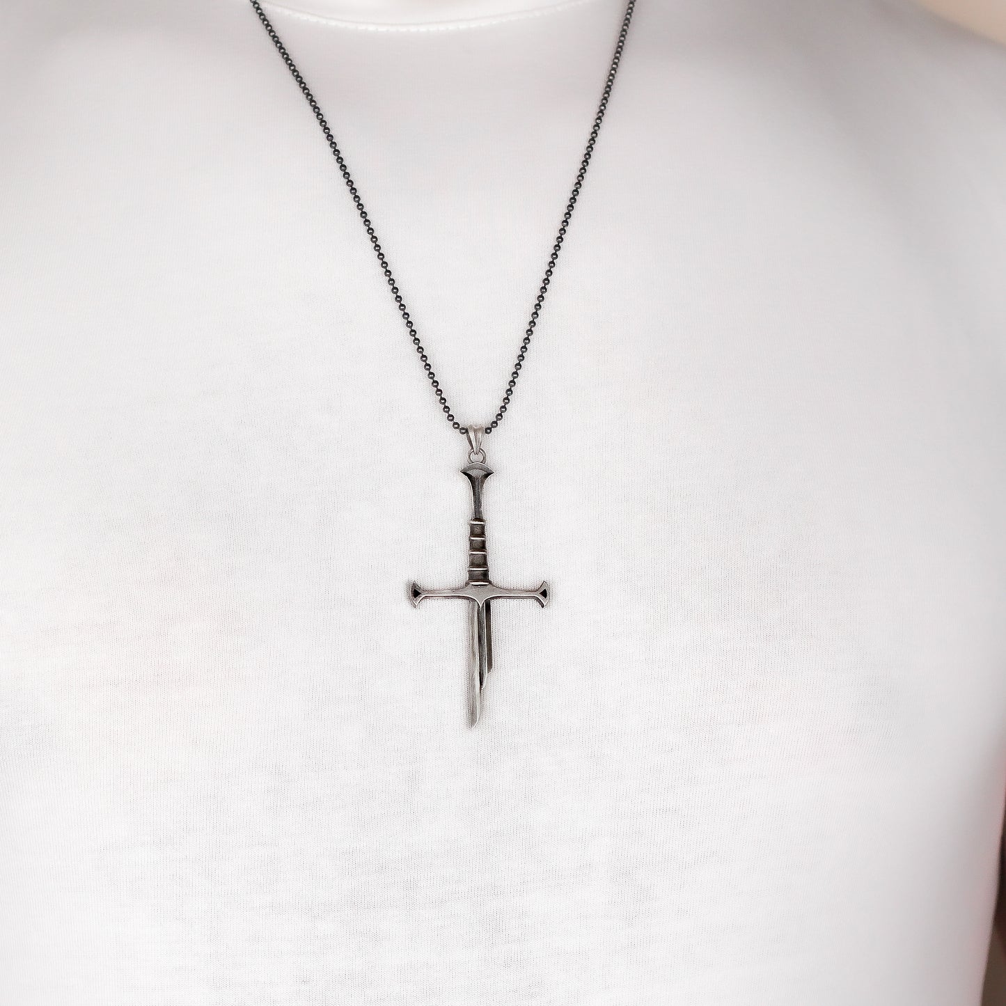 Broken Sword Necklace | Narsil Holy Sword Pendant, Medieval Fantasy Dagger Necklace for Men