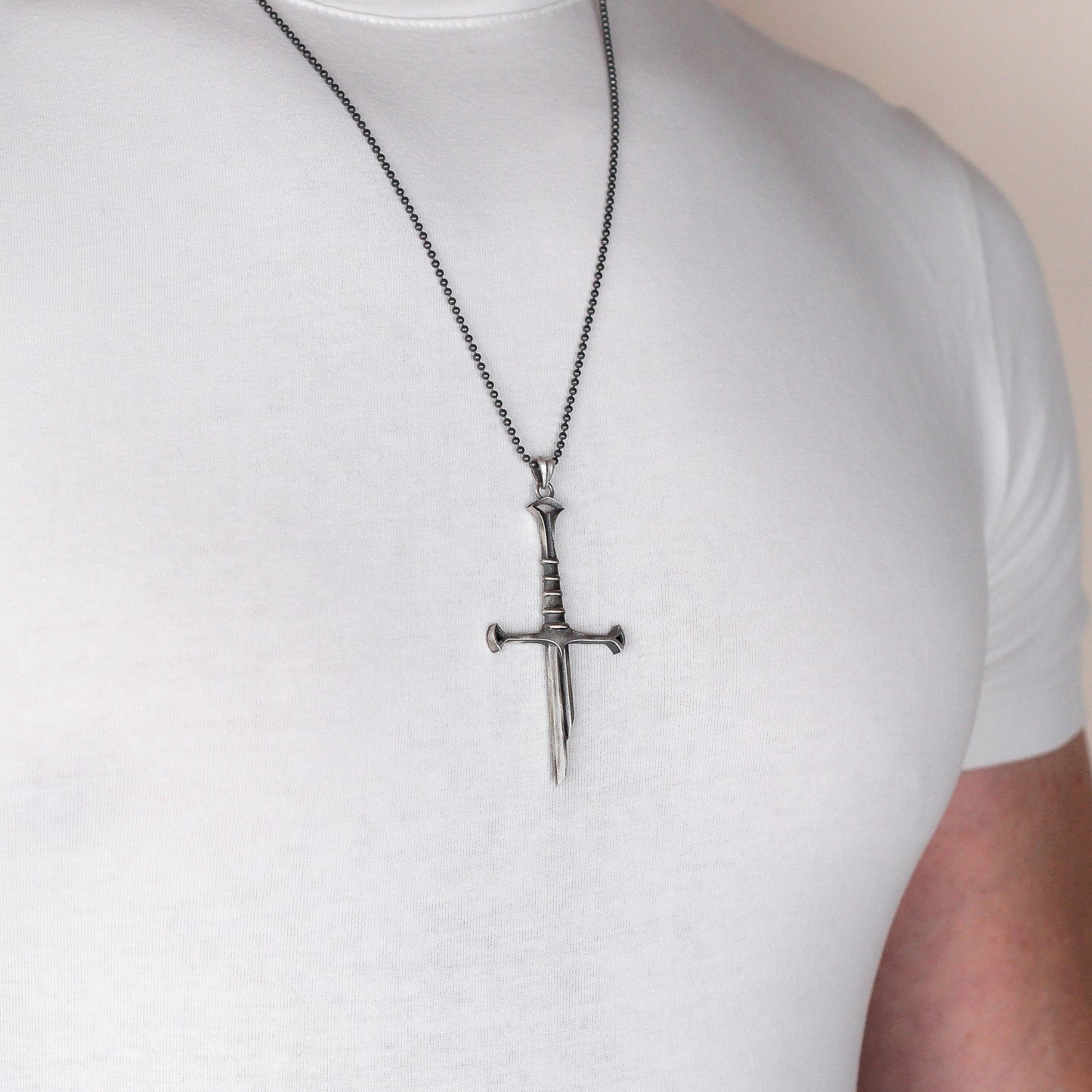 Broken Sword Necklace | Narsil Holy Sword Pendant, Medieval Fantasy Dagger Necklace for Men