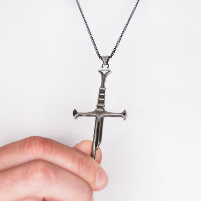 Broken Sword Necklace | Narsil Holy Sword Pendant, Medieval Fantasy Dagger Necklace for Men