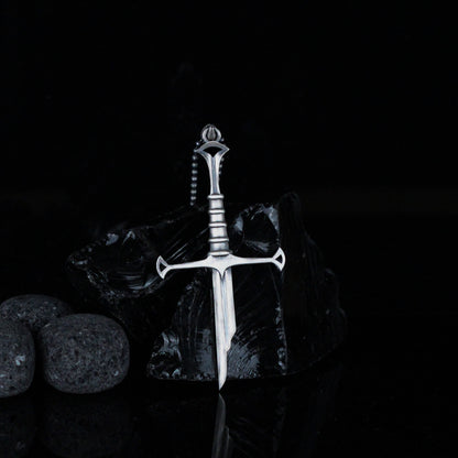 Broken Sword Necklace | Narsil Holy Sword Pendant, Medieval Fantasy Dagger Necklace for Men