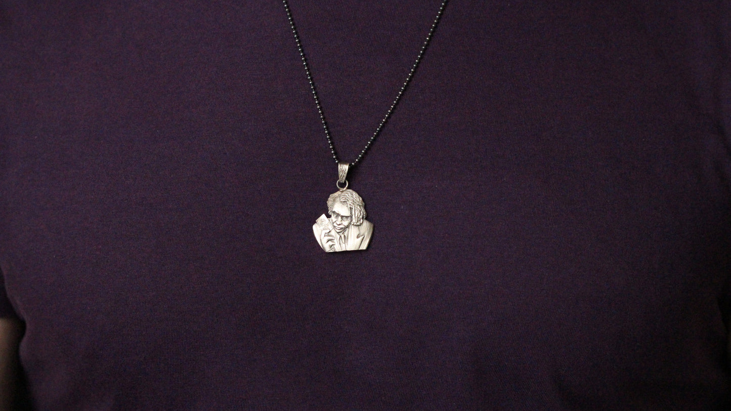 Handmade Silver Joker Card Necklace | Gotham-Inspired Movie Pendant for Men