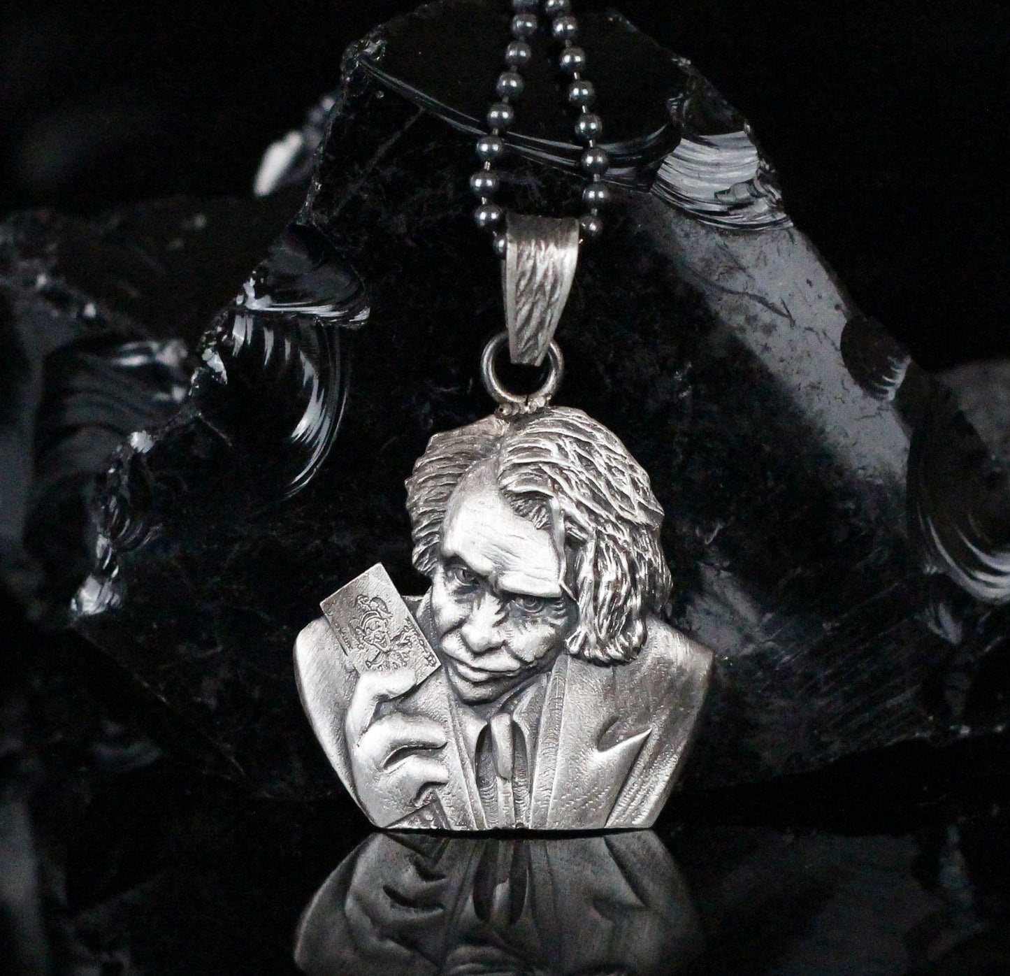 Handmade Silver Joker Card Necklace | Gotham-Inspired Movie Pendant for Men