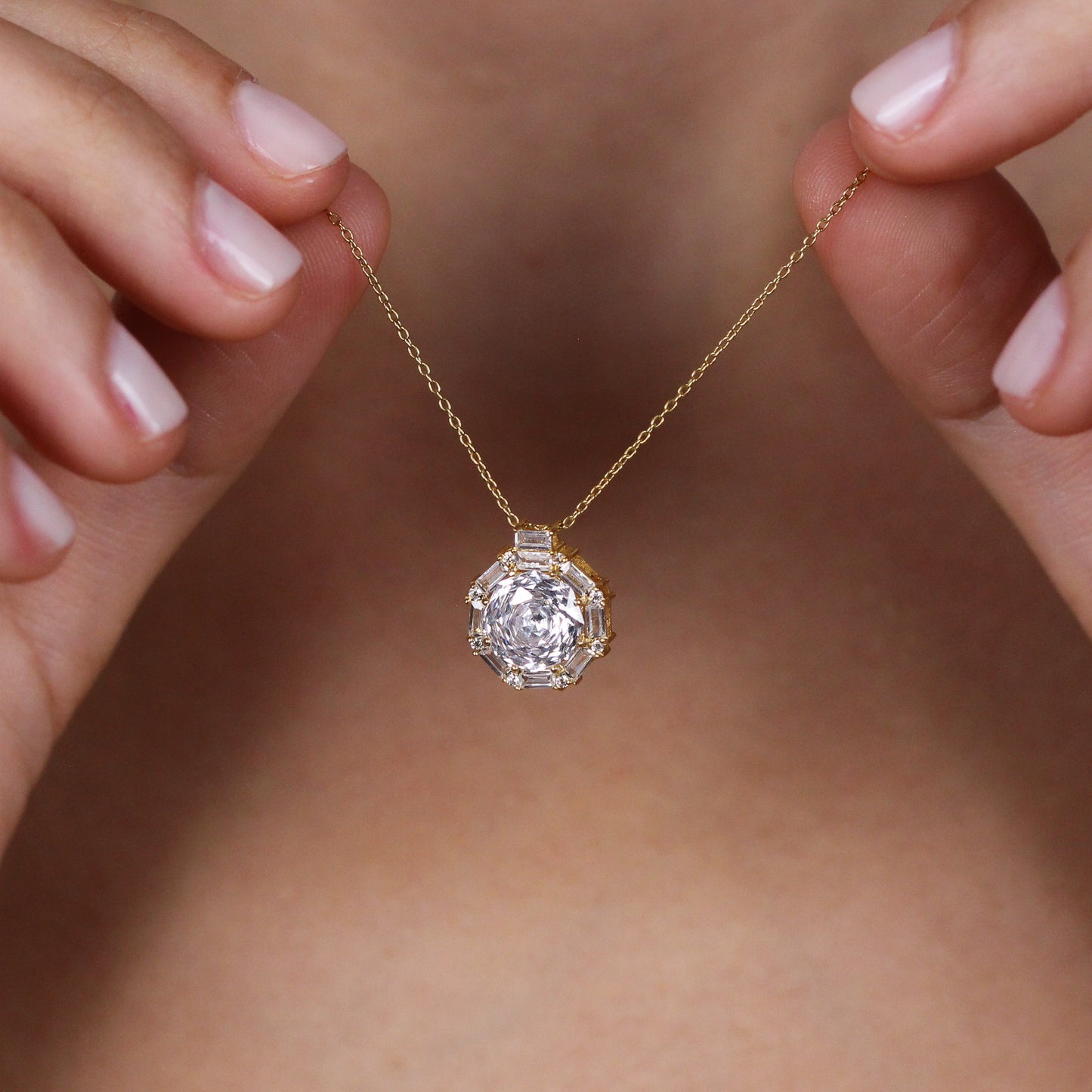 ALENA 14K Gold Natural CZ Diamond Necklace