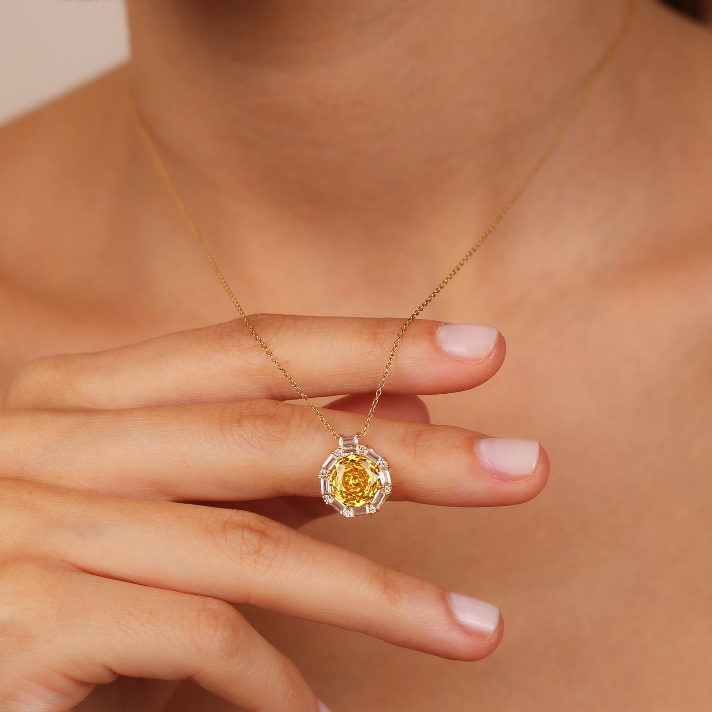 SORAYA 14K Gold Natural Yellow Sapphire Necklace