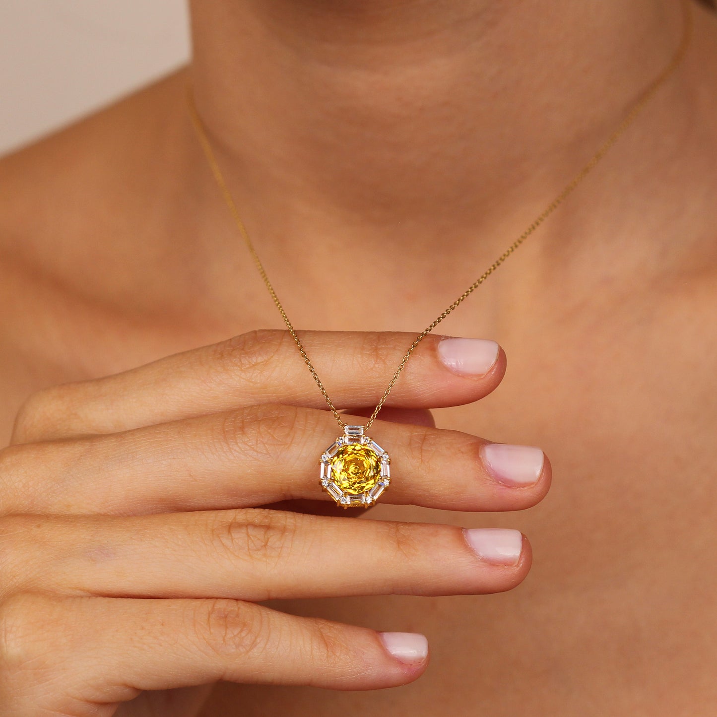 SORAYA 14K Gold Natural Yellow Sapphire Necklace