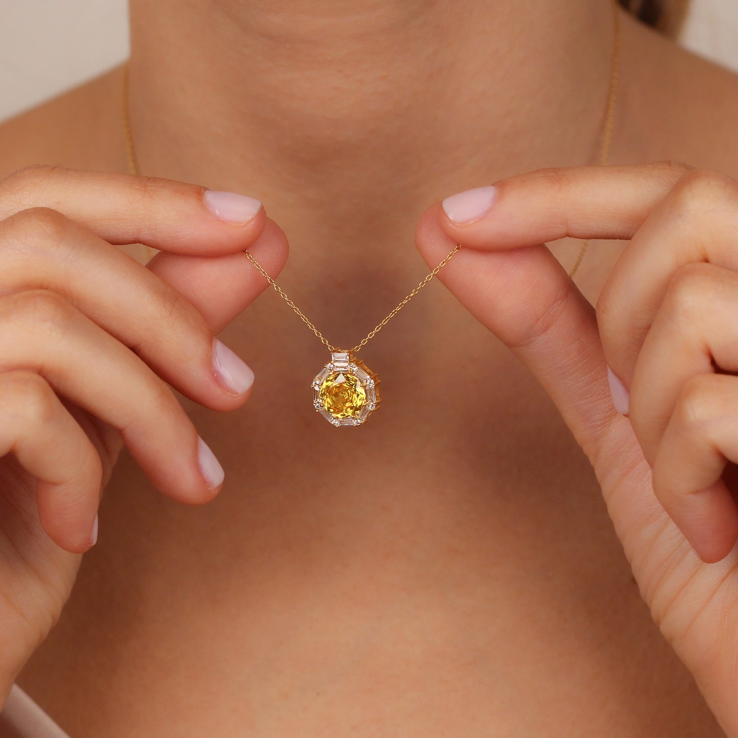 SORAYA 14K Gold Natural Yellow Sapphire Necklace