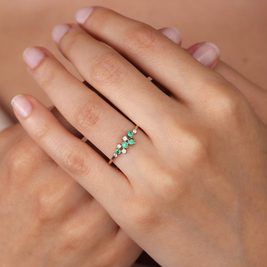 TAMARE 14K Gold Maxi Cluster Engagement Emerald Ring