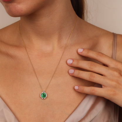 AKILINA 14K Gold Natural Emerald Necklace