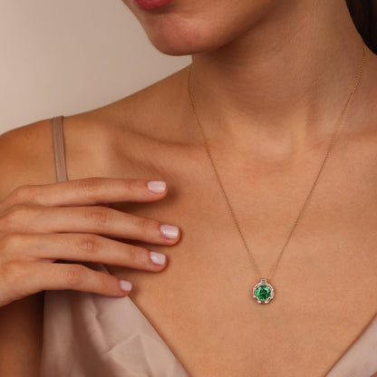 AKILINA 14K Gold Natural Emerald Necklace