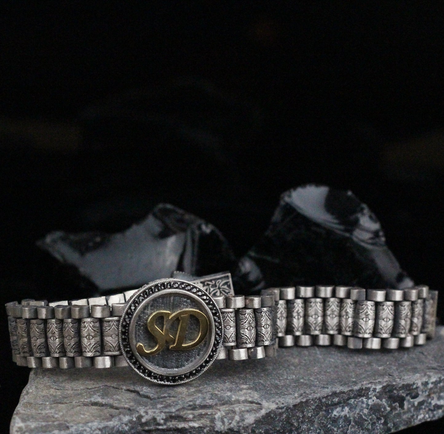 Custom Sterling Silver Bracelet with Personalized Initials | Customized Jewelry Gift for Men