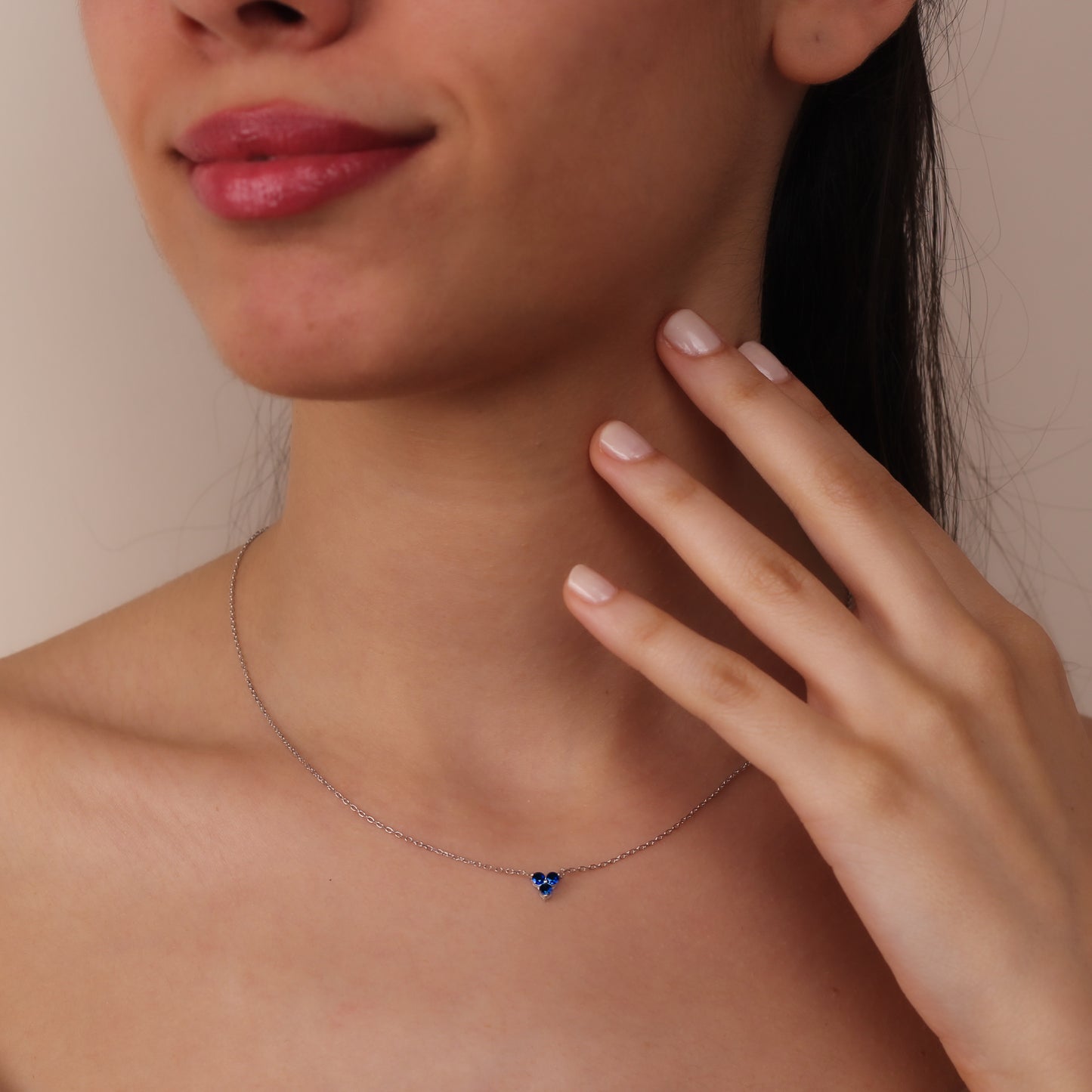 BILLIE 14K Gold Blue Sapphire Trio Necklace