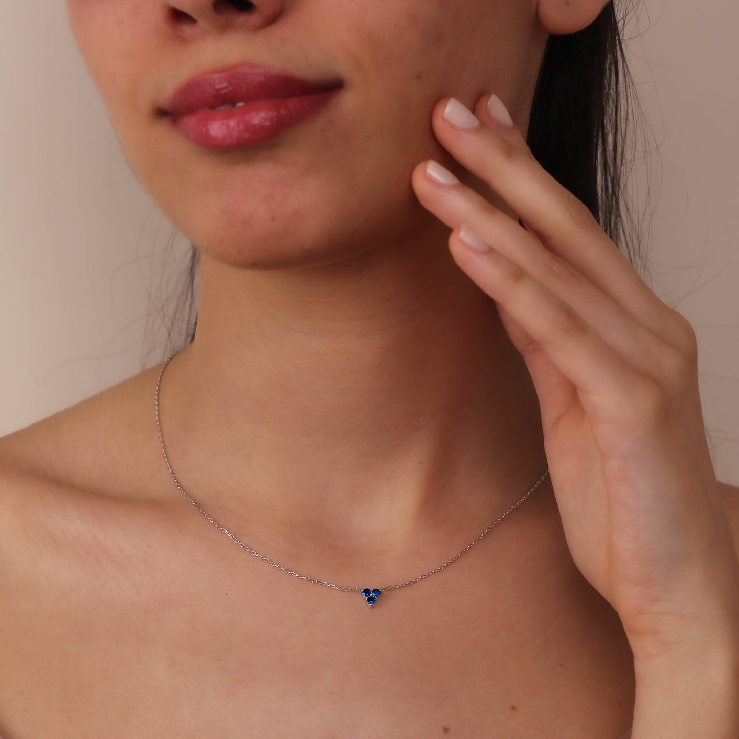 BILLIE 14K Gold Blue Sapphire Trio Necklace