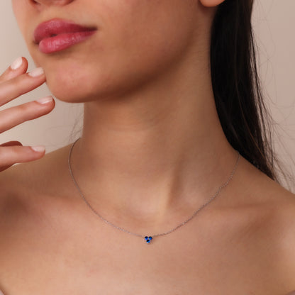 BILLIE 14K Gold Blue Sapphire Trio Necklace