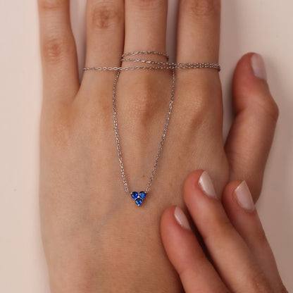 BILLIE 14K Altın Mavi Safir Üçlü Kolye