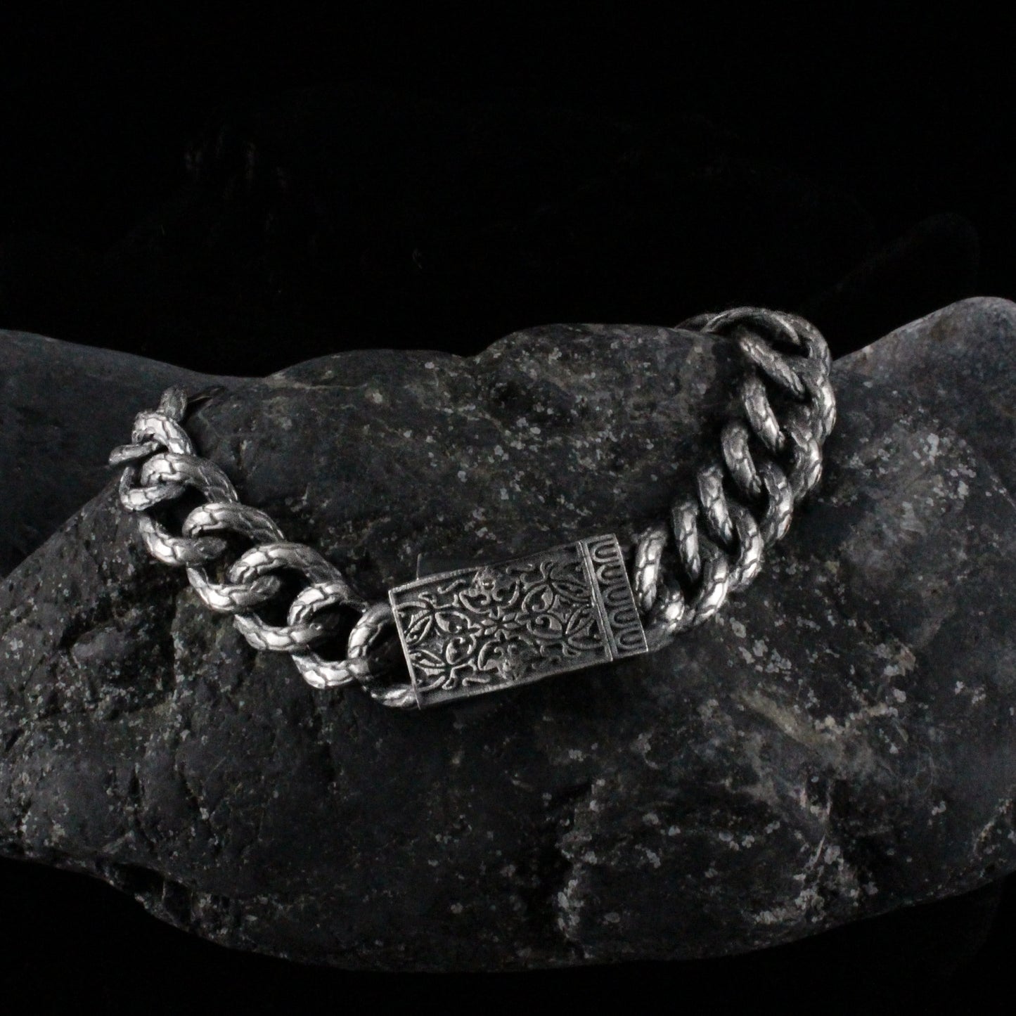 Silver Chain Bracelet, Sterling Silver Mens Bracelet, Handmade Oxidized Jewelry