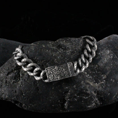 Silver Chain Bracelet, Sterling Silver Mens Bracelet, Handmade Oxidized Jewelry