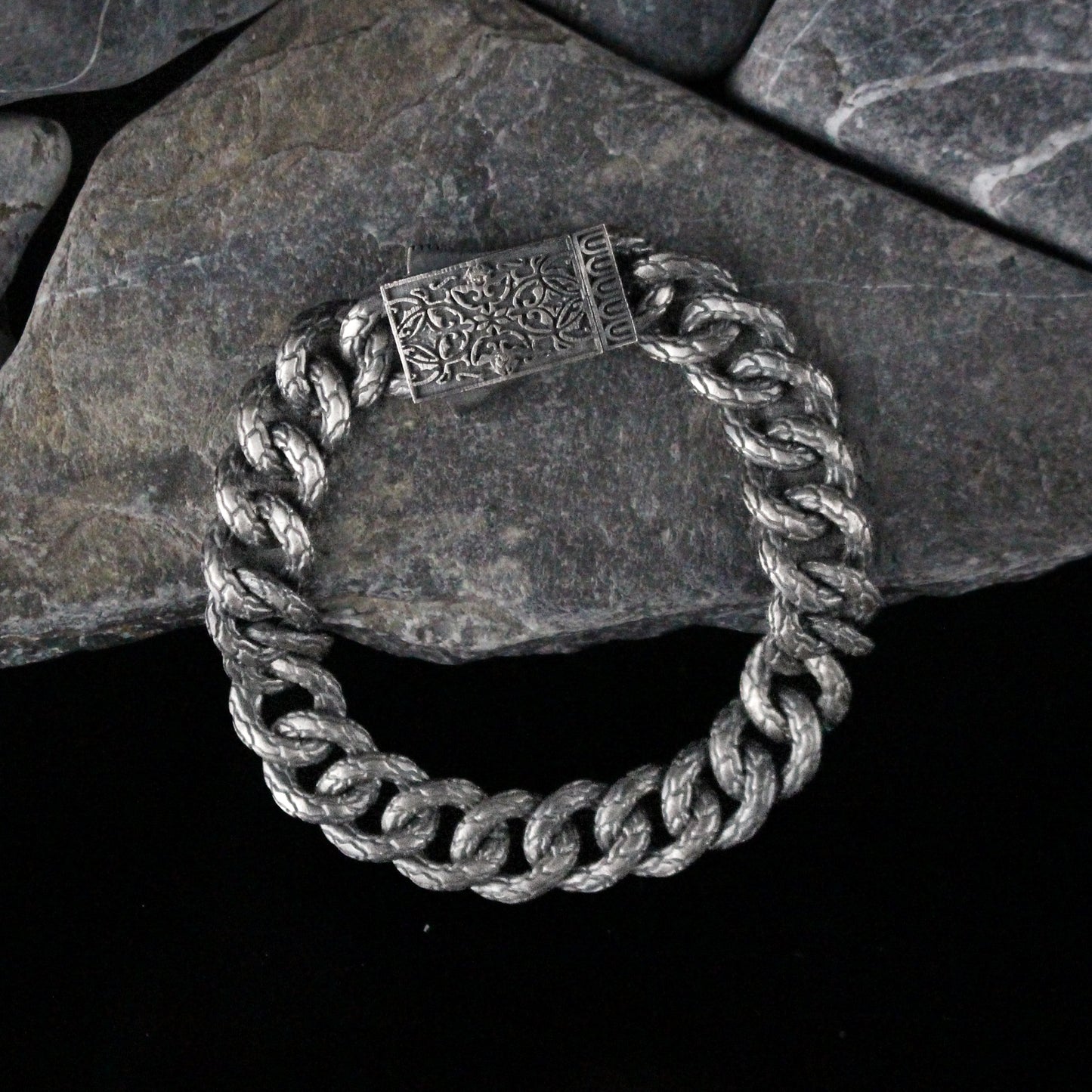 Silver Chain Bracelet, Sterling Silver Mens Bracelet, Handmade Oxidized Jewelry