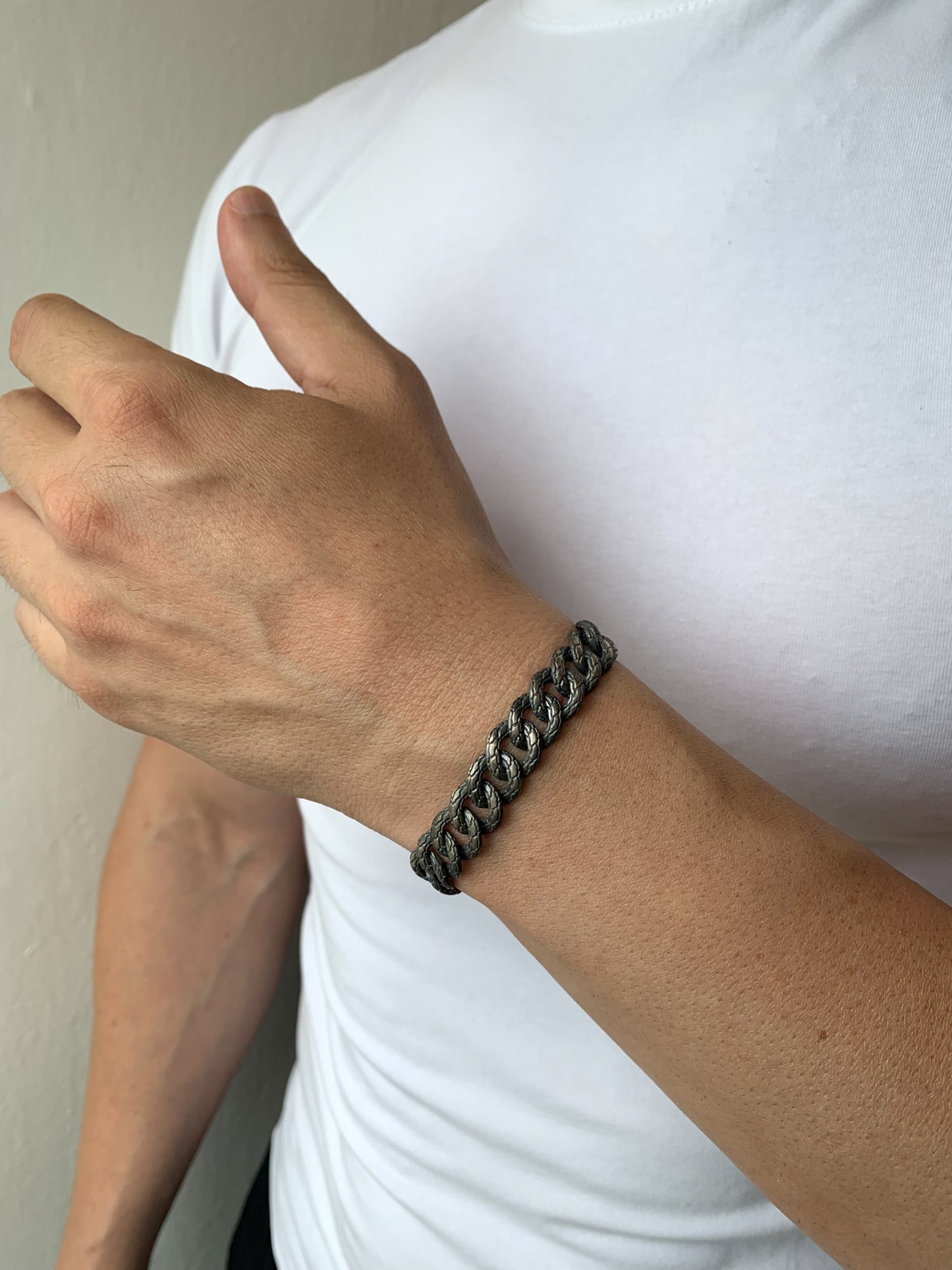 Silver Chain Bracelet, Sterling Silver Mens Bracelet, Handmade Oxidized Jewelry