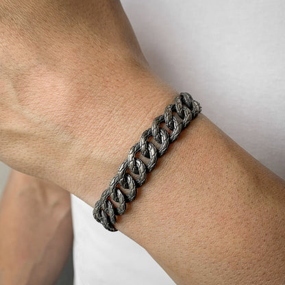 Silver Chain Bracelet, Sterling Silver Mens Bracelet, Handmade Oxidized Jewelry