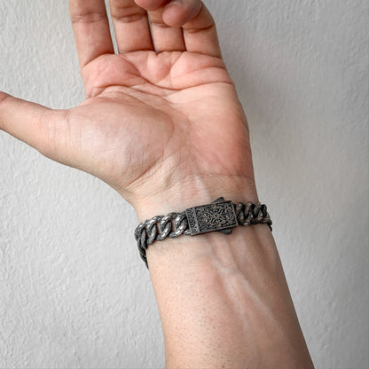 Silver Chain Bracelet, Sterling Silver Mens Bracelet, Handmade Oxidized Jewelry