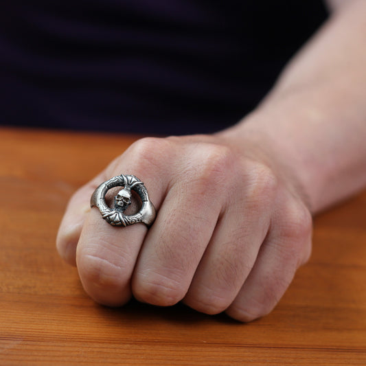 Sterling Silver Skull Wreath Ring for Men | Unique and Striking Design Jewelry For Men