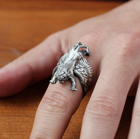 Lion Handmade Sterling Silver Men Ring, Lion Ring For Men