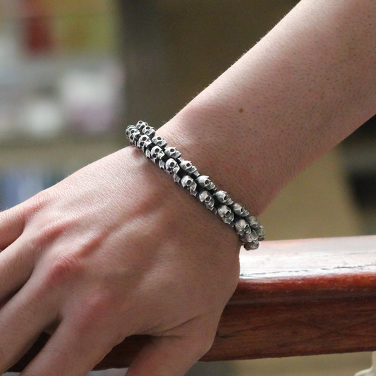 Men's Skull Bracelet in 925K Sterling Silver | Bold and Edgy Design