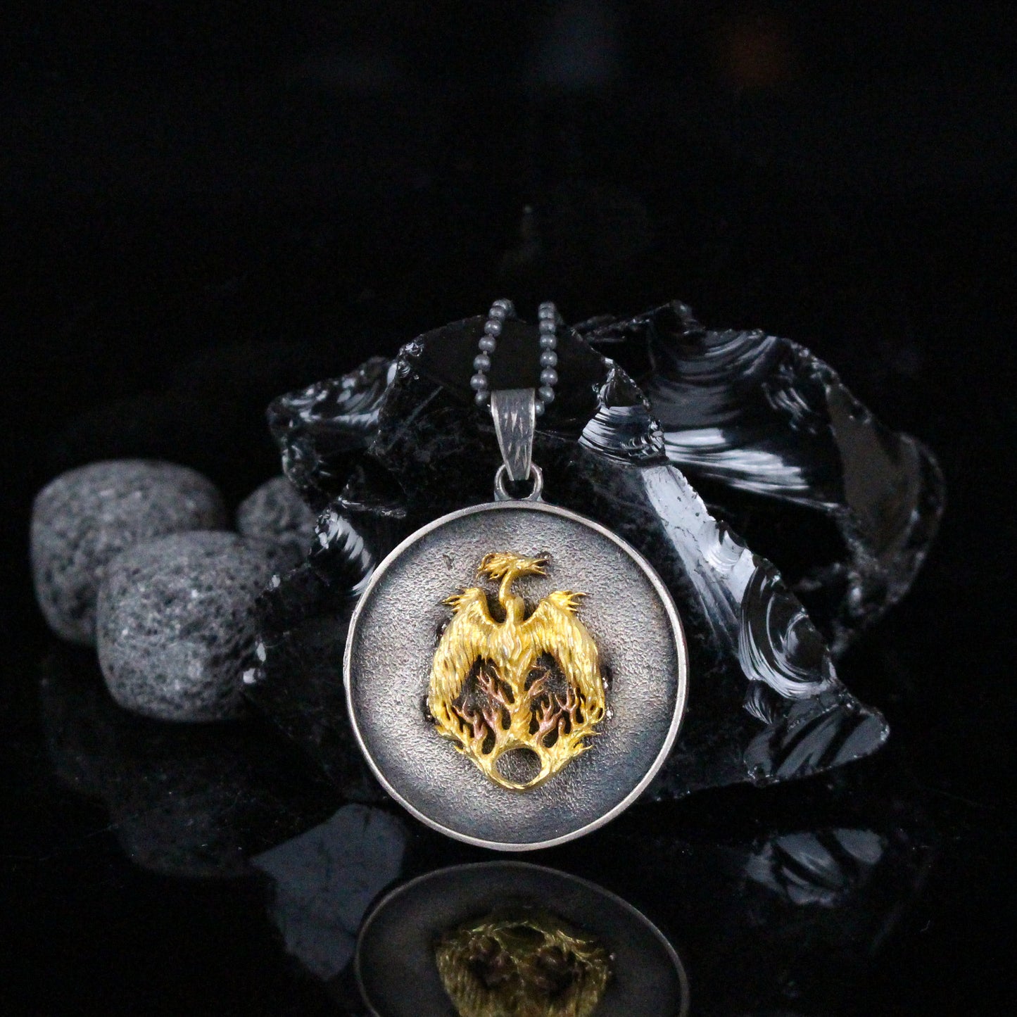 Phoenix Fire Bird Necklace in Sterling Silver | Mythological Spiritual Pendant