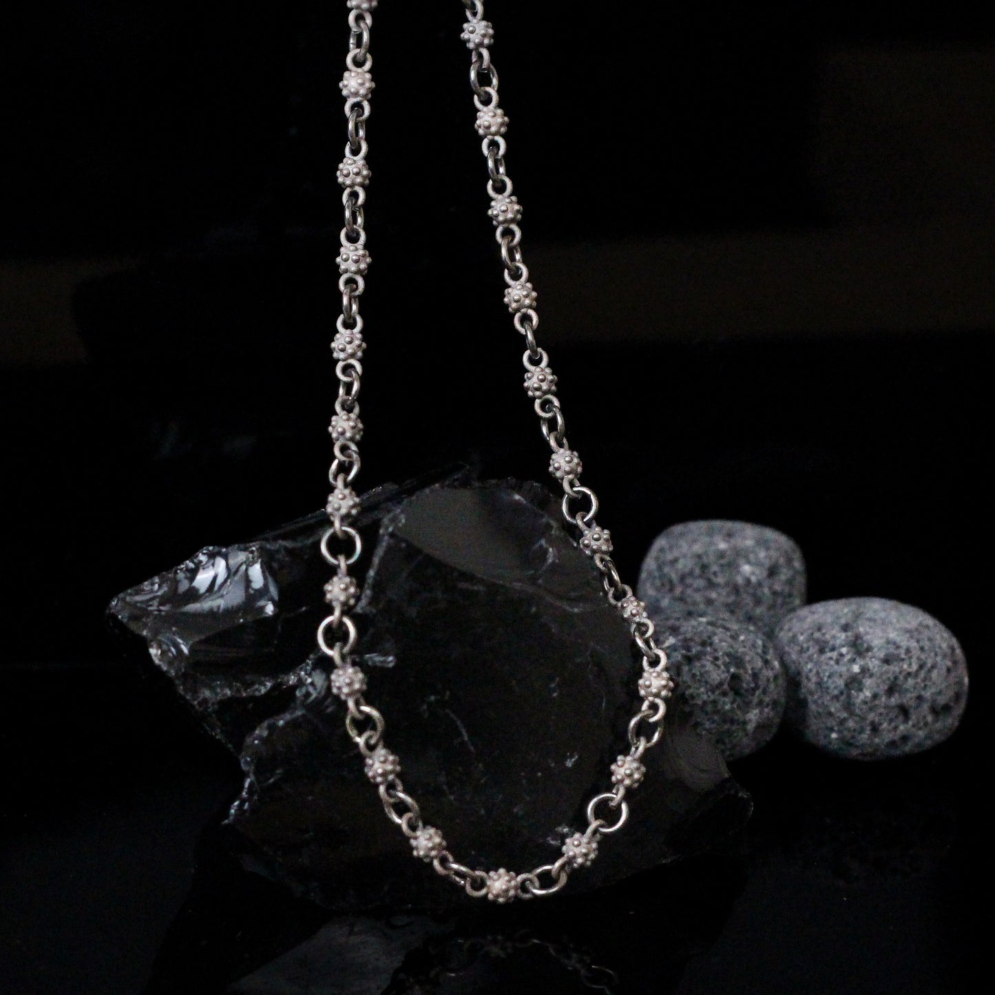 Sterling Silver Beaded Chain Necklace | Unique Link Chain Jewelry for Men