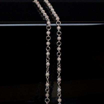 Sterling Silver Beaded Chain Necklace | Unique Link Chain Jewelry for Men