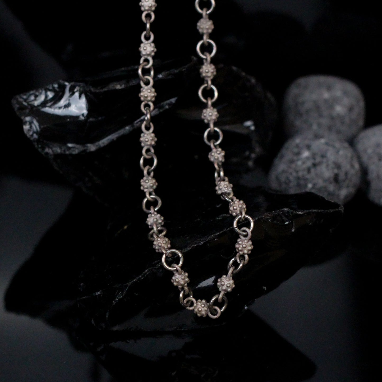 Sterling Silver Beaded Chain Necklace | Unique Link Chain Jewelry for Men