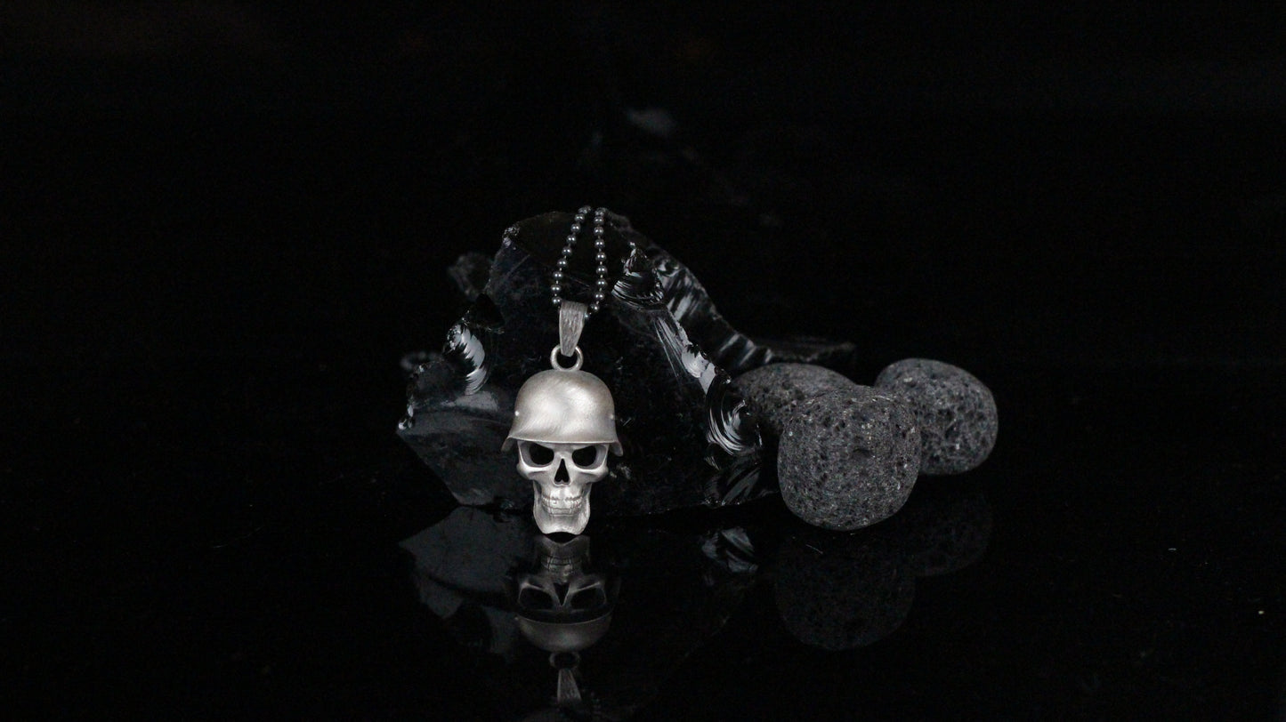 Sterling Silver Skull Helmet Necklace