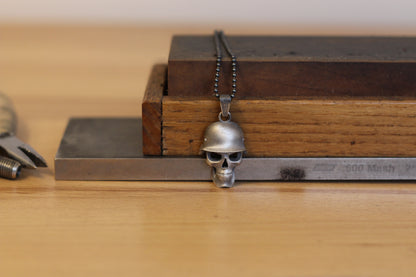 Sterling Silver Skull Helmet Necklace