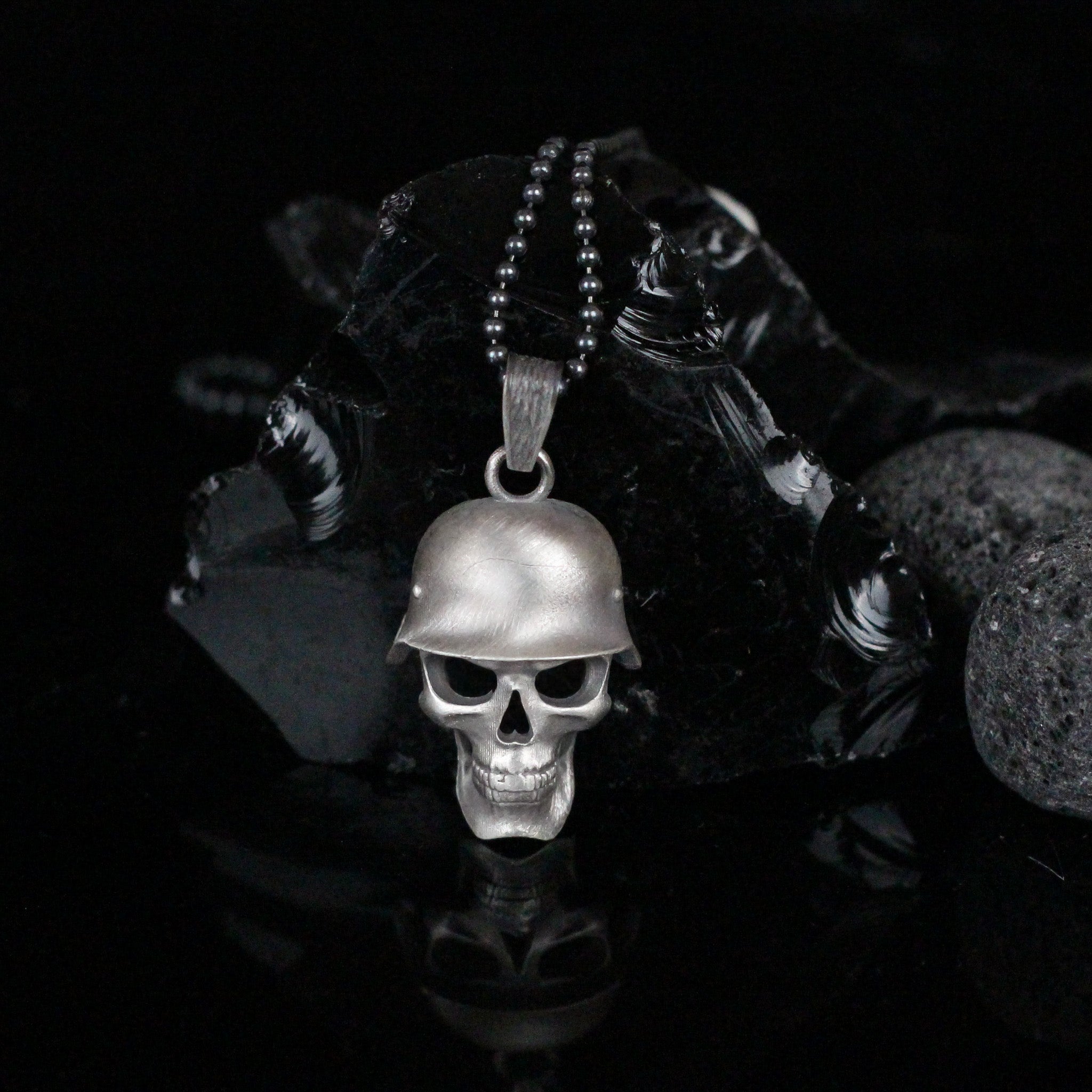Sterling Silver Skull Helmet Necklace