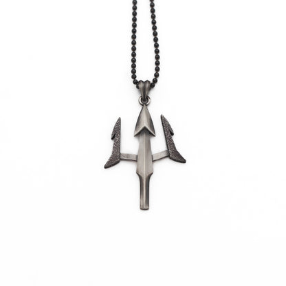 Sterling Silver Small Poseidon Trident Necklace | Greek Mythology Pendant for Men