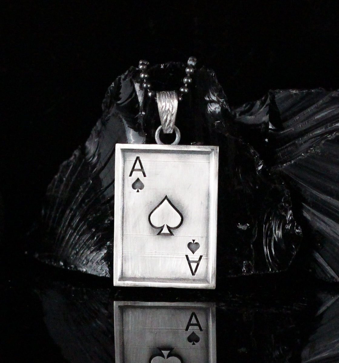 Ace of Spades Pendant Necklace in 925K Sterling Silver | Poker Card Ace Necklace