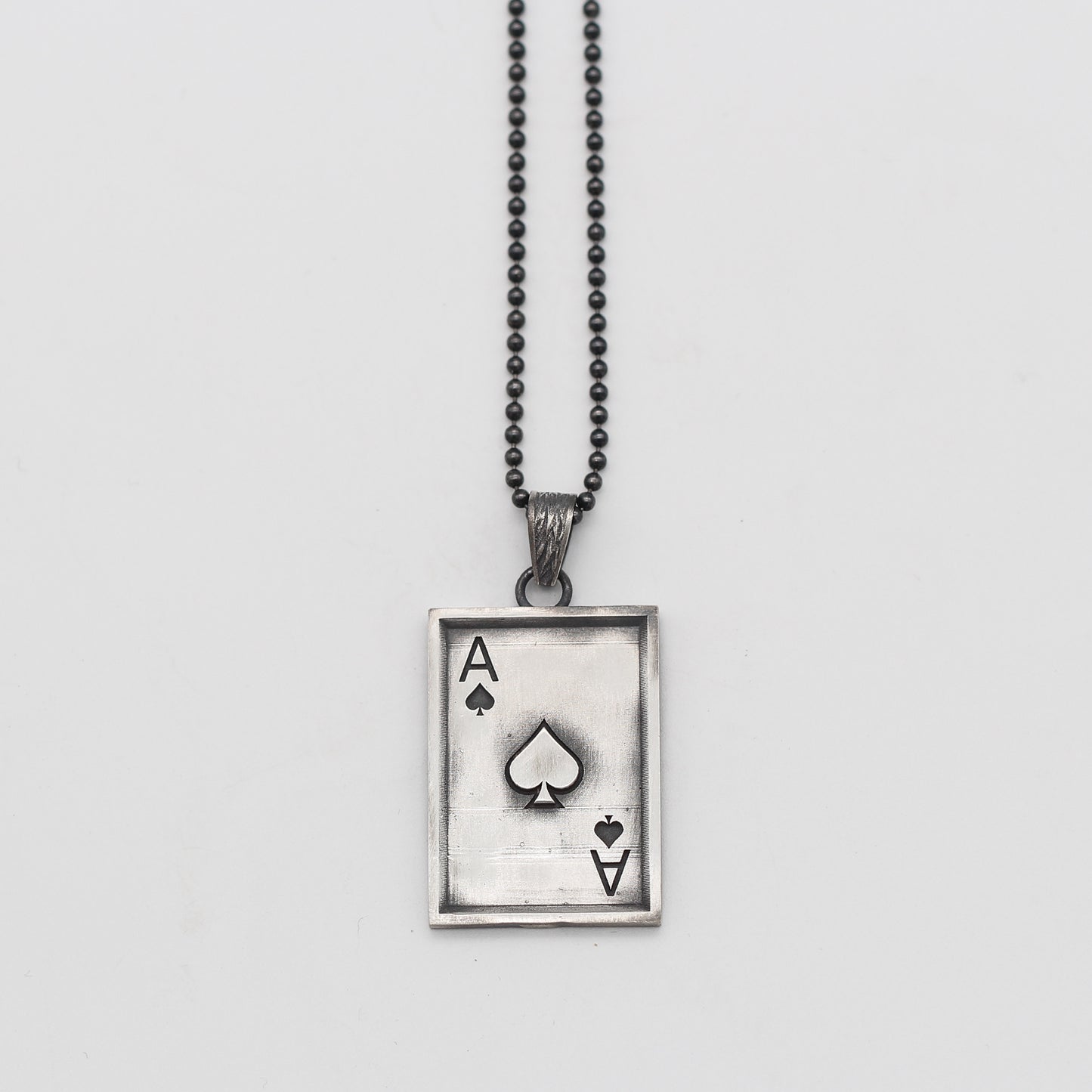 Ace of Spades Pendant Necklace in 925K Sterling Silver | Poker Card Ace Necklace