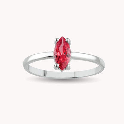 AMBER Elegant Marquise Ruby Ring - Sterling Silver, 8K or 14K Gold | Timeless Gemstone Jewelry